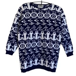 BABO Vintage Hand Knit Los Angeles Nautical Design Sweater One Size XL